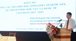 PGS.TS Huỳnh Văn Chương, Cục trưởng Cục QLCL phát biểu tại Hội nghị về công tác thi chọn học sinh giỏi quốc gia